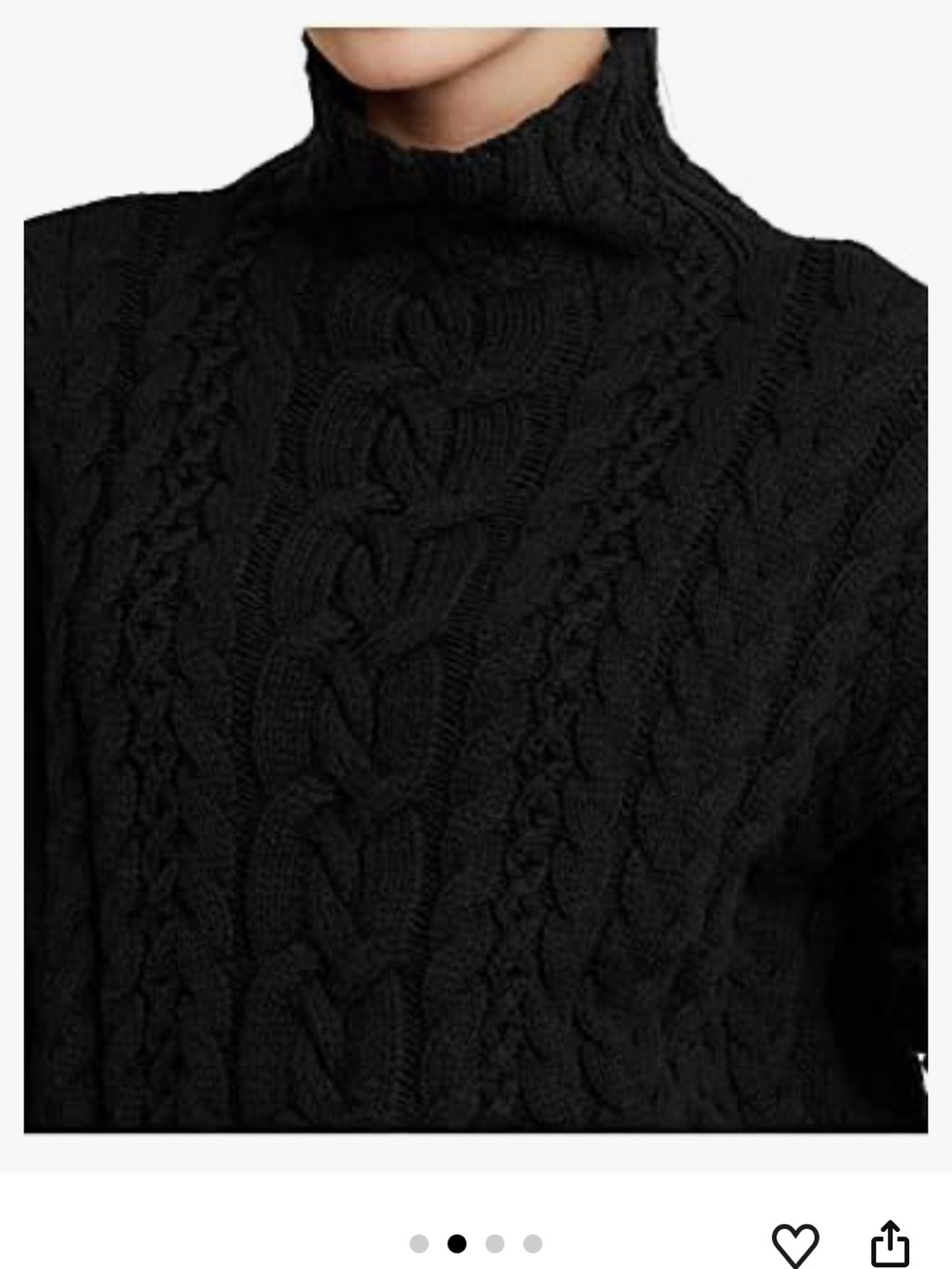 Lauren Ralph Lauren Women's Cable-Knit Turtleneck Sweater, Polo Black, Large - Picture 3 of 9